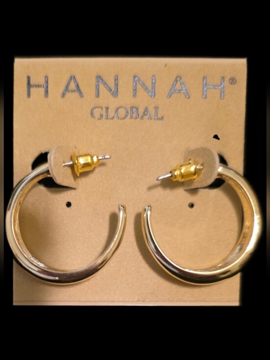 Hannah Global Jewelry - Goldtone Hoop Earrings -